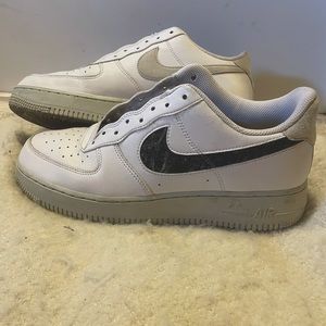 White and black swirl recycled wool Nike Air Force 1